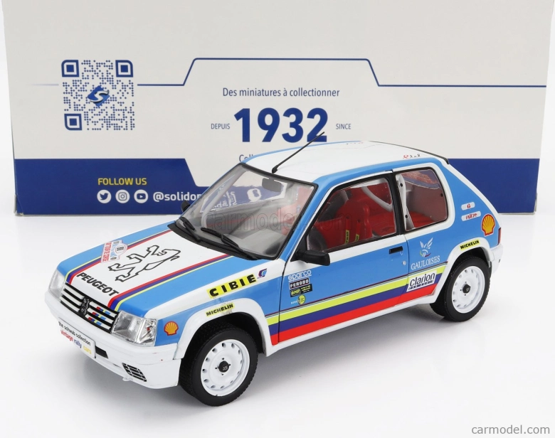 Solido Peugeot 205 1.9 Rally Schwab Collection 1990 1:18 Světle Modrá