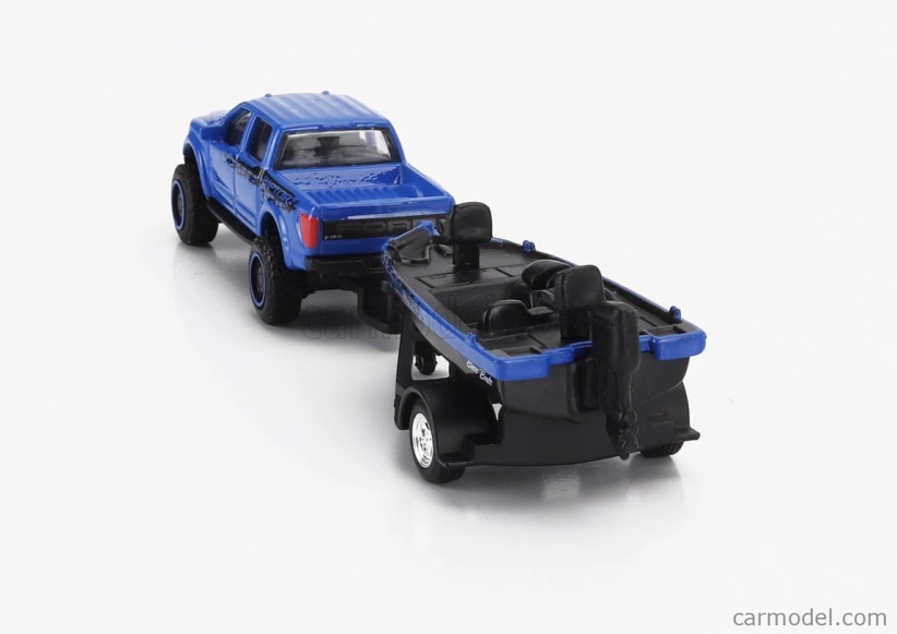 Maisto Ford USA F-150 Svt Raptor Pick-up With Bass Boat And Trailer 2021 1:64 modrá čierna