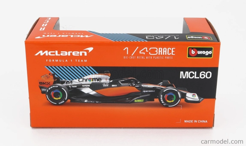 Bburago Mclaren F1 Mcl60 Team Mclaren N 4 2nd British Gp 2023 Lando Norris 1:43 oranžová čierna modrá