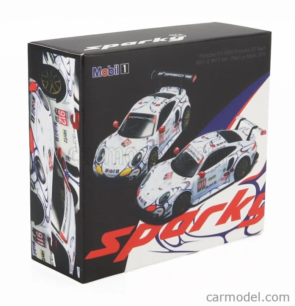 Spark-model Porsche Set 2x 911 991 Rsr Team Porsche Gt N 911 Winner Gtlm Class Petit Le Mans 2018 P.pilet - N.tandy - F.makowiecki + N 912 2nd Gtlm-class Petit Le Mans 2018 E.bamber - L.vanthoor - M.jaminet 1:64 Bílá