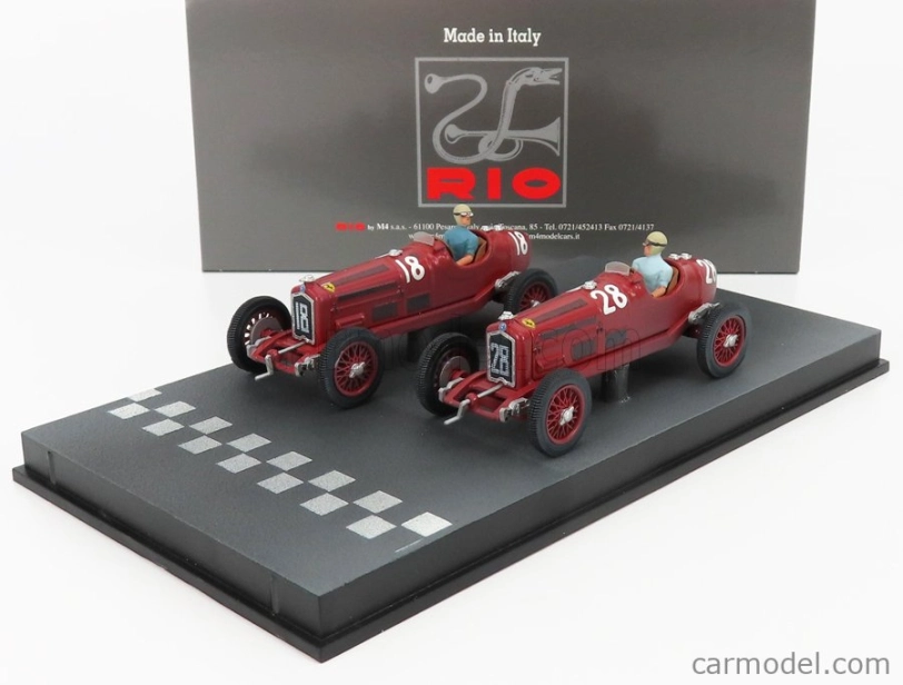 Rio-models Alfa romeo F1 2x P3 Scuderia Ferrari N 18 Víťaz Tripoli Gp 1934 Varzi + P3 N 28 2. Tripoli Gp 1934 Moll 1:43 Red