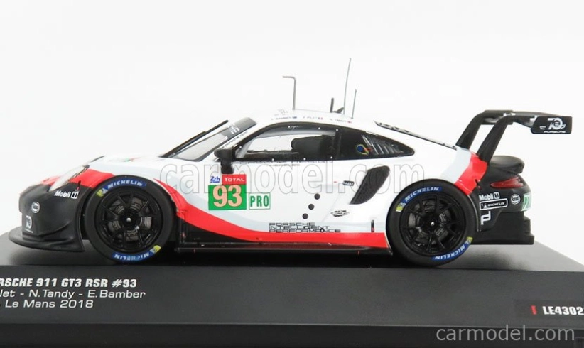 Ixo-models Porsche 911 991 Rsr Team Porsche Gt N 93 Lmgte Pro 24h Le Mans 2018 P.pilet - N.tandy - E.bamber 1:43 Biela čierna červená