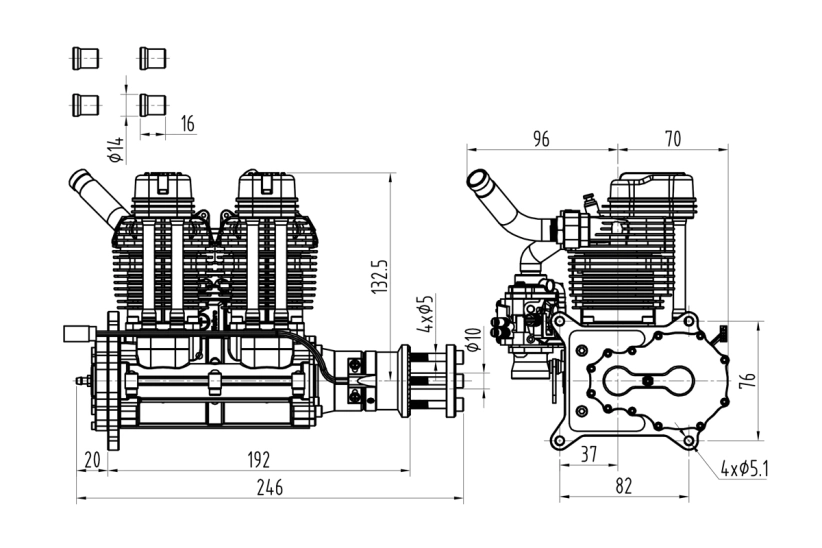 Štvortaktný benzínový motor NGH GF60i2