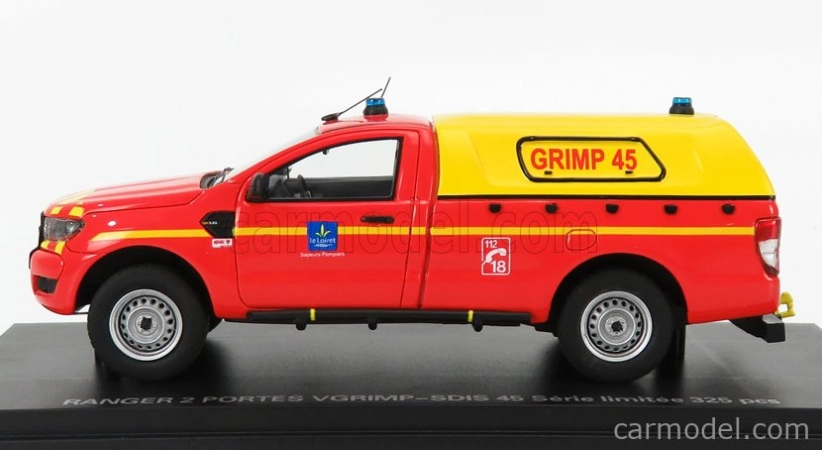 Alarme Ford usa Ranger Pick-up Uzavretý Sdis 45 Sapeurs Pompiers 2017 1:43 ČERVENÁ ŽLTÁ BIELA