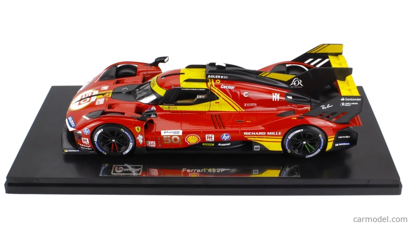 Bburago Ferrari 499p 3.0l Turbo V6 Team Ferrari Af Corse N 50 Winner 24h Le Mans 2024 Antonio Fuoco – Miguel Molina – Nicklas Nielsen – Con Vetrina – With Showcase 1:18 Red