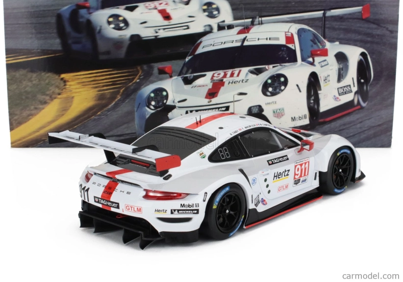 Ixo-models Porsche 911 991-2 Rsr Team Porsche Gt N 912 2nd Gtlm Class 24h Daytona 2020 Earl Bamber - Mathieu Jaminet - Laurens Vanthoor 1:18 Bílá Červená
