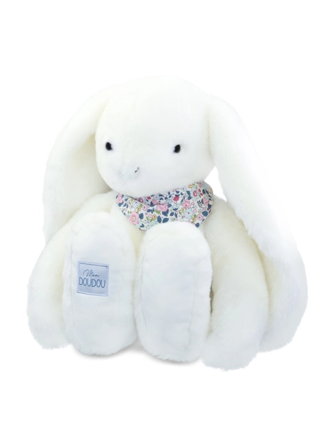 Doudou Plyšový králík XXL s šátkem bílý 50 cm
