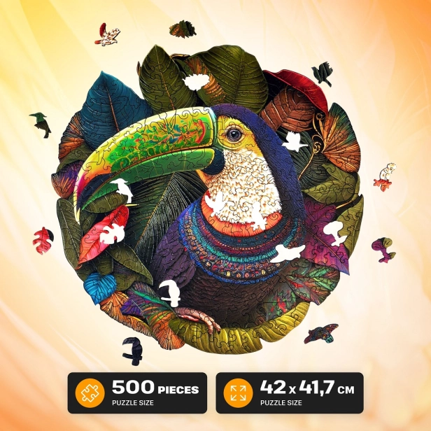 EscapeWelt Dřevěné luminiscenční puzzle Tukan 500 dílků