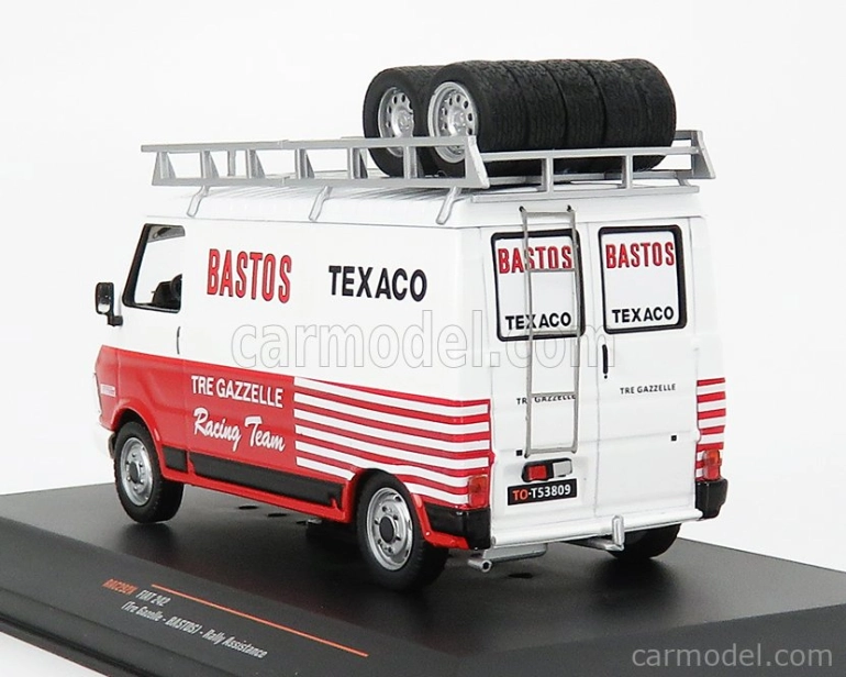 Ixo-models Fiat 242 Van Team Tre Gazzelle Bastos Texaco Rally Assistance 1984 1:43 Bílá Červená