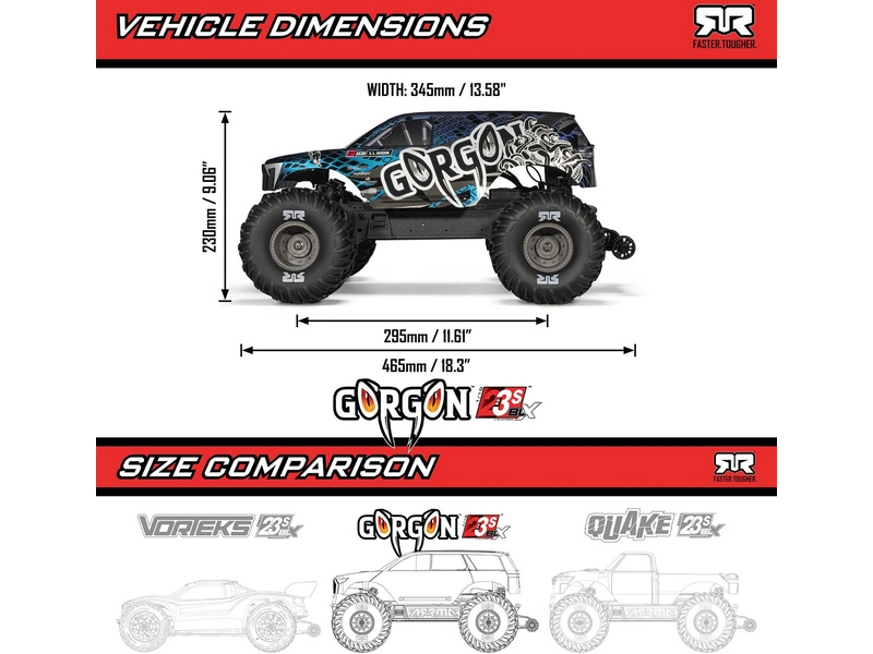 Arrma Gorgon 223S BLX 2WD 1:10 RTR červená