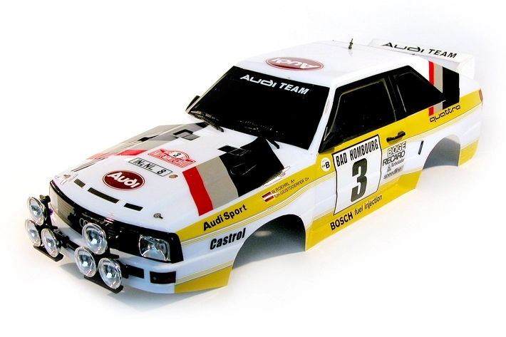 Karoséria lakovaná, Audi Quattro, nálepky, príslušenstvo (200mm)
