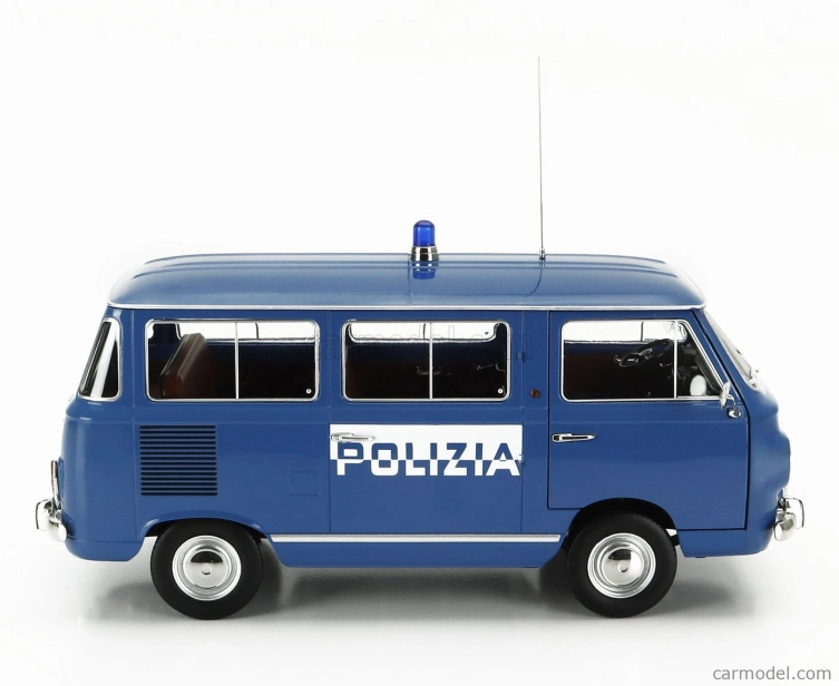 Mitica-diecast Fiat Fiat 850 Familiare Polizia 1970 – Interno Brown 1:18 Světle Modrá