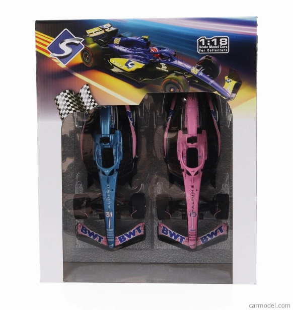 Solido Renault Set 2x F1 A523 Team Bwt Alpine Press Launch Livery N 10 Pierre Gasly - N 31 Esteban Ocon 2023 1:18 Modrá čierna ružová