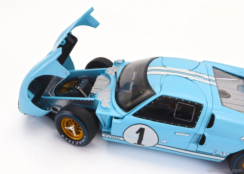 Shelby-collectibles Ford usa Gt40 Mkii 7.0l V8 Team Shelby American Inc. N 1 2nd (but Really Winner) 24h Le Mans 1966 K.miles - D.hulme 1:18 Light Blue
