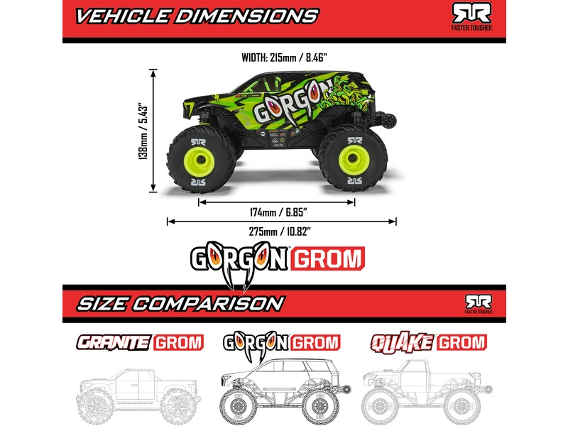 Arrma Gorgon Grom 1:16 4WD Smart RTR červená