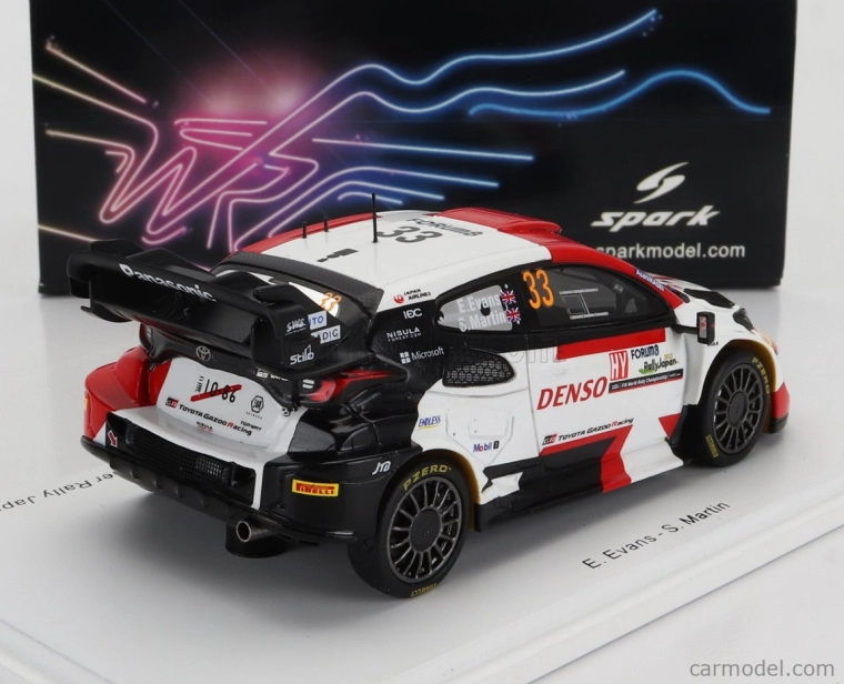 Spark-model Toyota Yaris Gr Hybrid Rally1 Team Toyota Gazoo Racing Wrt N 33 Winner Rally Japan 2023 Elfyn Evans - Scott Martin 1:43 Biela červená čierna