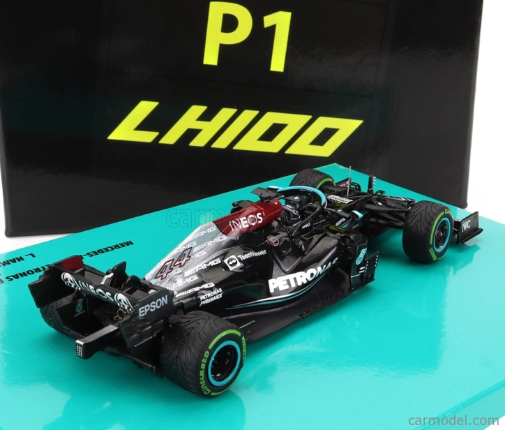 Minichamps Mercedes gp F1 W12 Mercedes M12 Eq Power+ Team Amg Petronas Motorsport Formula One N 44 Winner Sotchi Russian Gp 2021 Lewis Hamilton - 100. víťazstvo F1 1:43 Black Green