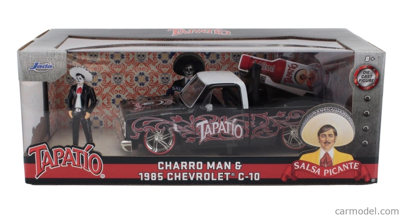 Jada Chevrolet C-10 Pick-up Tapatio 1985 s postavičkou Charro 1:24 čierna biela