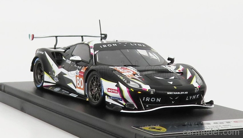 Looksmart Ferrari 488 Gte Iron Lynx Team N 80 3rd Gte-am Class 24h Le Mans 2021 Matteo Cressoni - Callum Ilott - Rino Mastronardi 1:43 Matná čierna biela