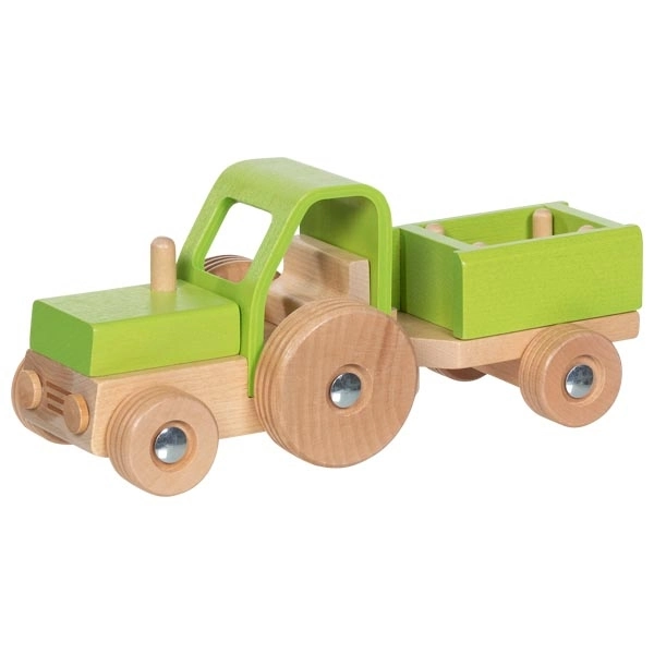 Goki Dřevěný Traktor s přívěsem