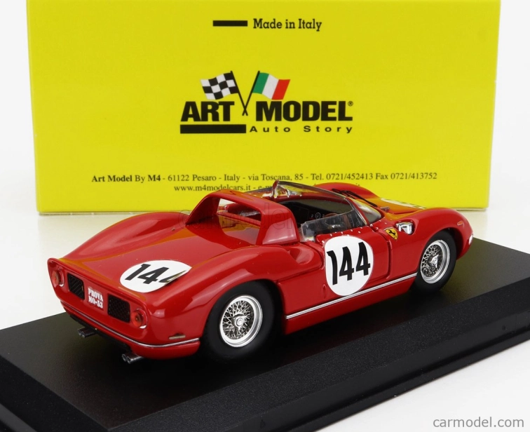 Umelecký model Ferrari 275p Spider Ch.0820 N 144 Víťaz 1000km Nurburgring 1964 Ludovico Scarfiotti - Nino Vaccarella 1:43 Červená