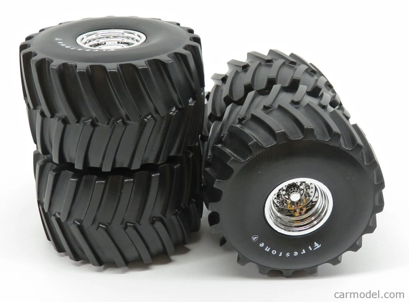 Greenlight Accessories Set 4x Wheels Firestone Monster Truck - Set 4 Ruote 1:18 Stříbrná Černá