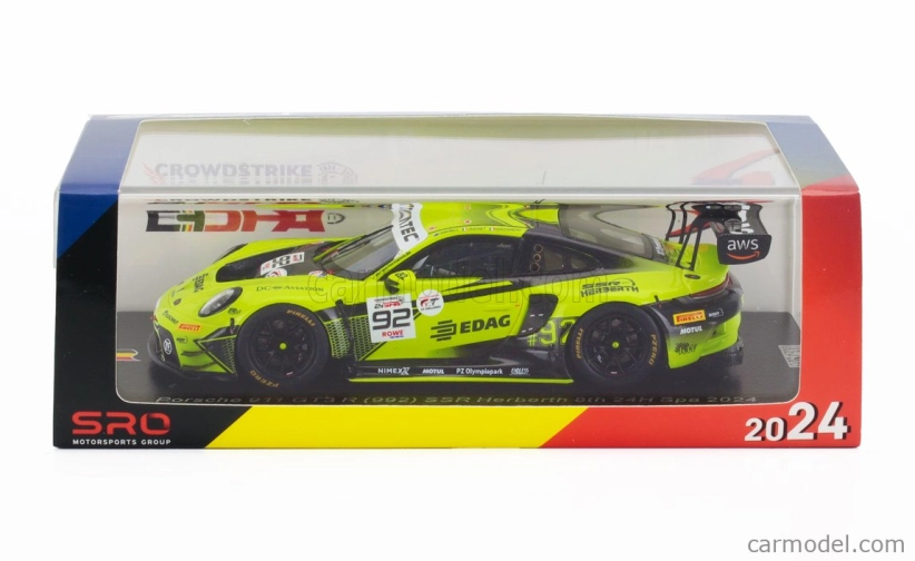 Iskra-model Porsche 911 992 Gt3 R 4.2l Team Ssr Herberth N 92 24h Spa 2024 Mathieu Jaminet - Matt Campbell - Frederic Makowiecki 1:43 Zelená čierna