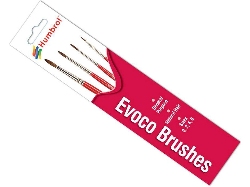 Súprava štetcov Humbrol Evoco veľkosti 0/2/4/6