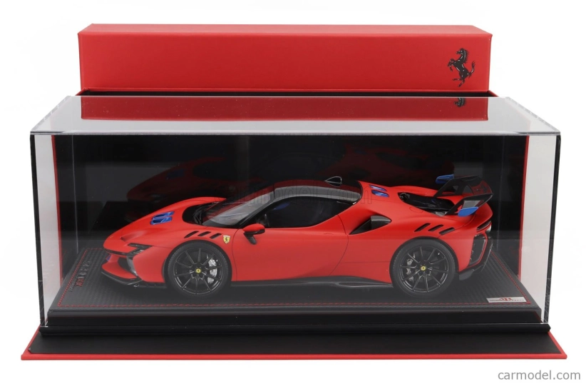 Mr-models Ferrari Sf90 Xx Stradale Spider 2024 - Con Vetrina - With Showcase 1:18 Rosso Le Mans - Matná Červená Modrá Černá