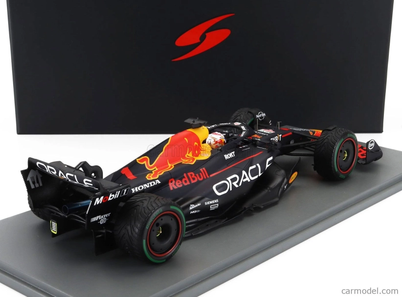 Spark-model Red bull F1  Rb19 Team Oracle Red Bull Racing N 1 World Champion Winner Dutch Gp 2023 Max Verstappen 1:18 Matt Blue