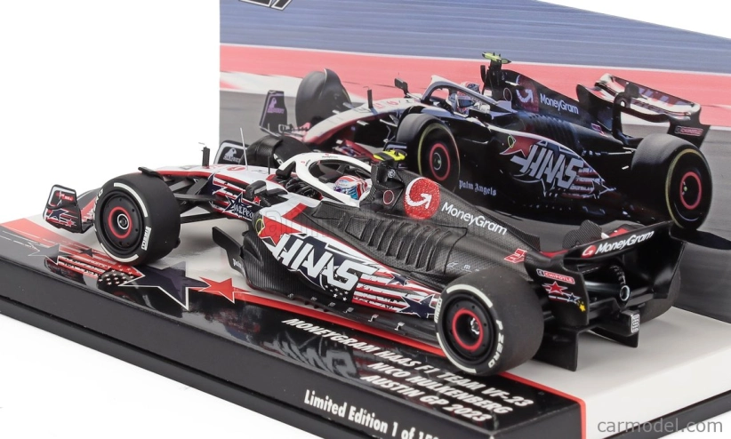 Minichamps Haas F1  Vf-23 Team Moneygram Haas N 27 Austin Usa Gp 2023 Nico Hulkenberg 1:43 Bílá Černá Červená