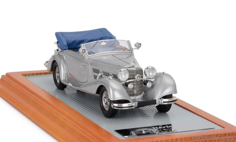 Ilario-model Mercedes benz 540k Sn154157 Sindelfingen Cabriolet A Open 1937 1:43 Stříbrná Modrá