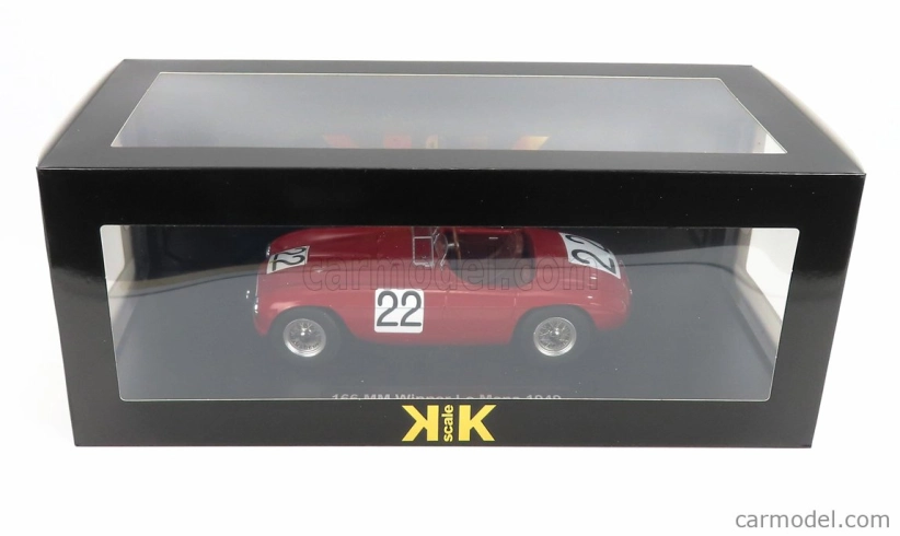Kk-scale Ferrari 166mm Barchetta 2.0l V12 Spider Team Peter Mitchell-thomson N 22 Winner 24h Le Mans 1949 L.chinetti - L.selsdson 1:18 Red