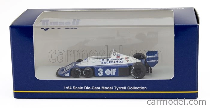 Kyosho Tyrrell F1  P34/2 Elf 6 Wheeler N 3 Season 1977 Ronnie Peterson 1:64 Modrá Bílá