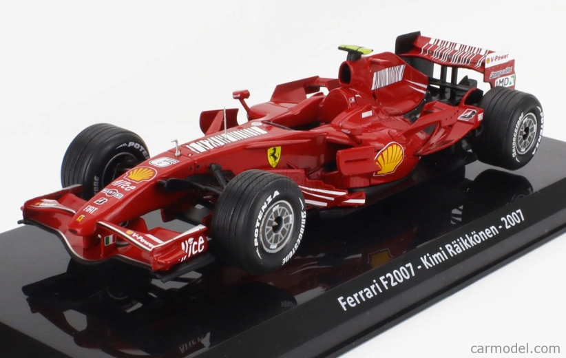 Edicola Ferrari F1 F2007 N 6 World Champion Season 2007 Kimi Raikkonen - Con Vetrina - With Showcase 1:24 F-1 Red Met