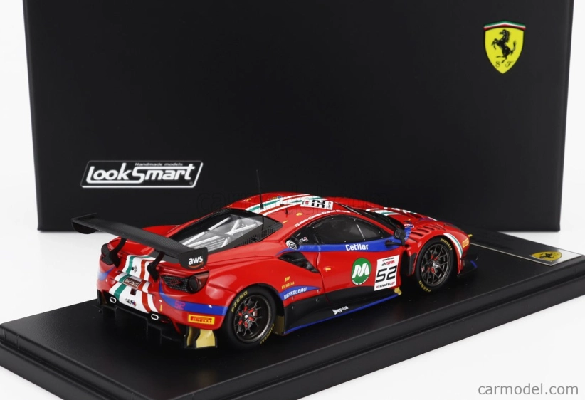 Looksmart Ferrari 488 Gt3 Evo Team Af Corse N 52 24h Spa 2023 Andrea Bertolini - Louis Machiels - Jef Machiels - Lilou Wadoux 1:43 Red
