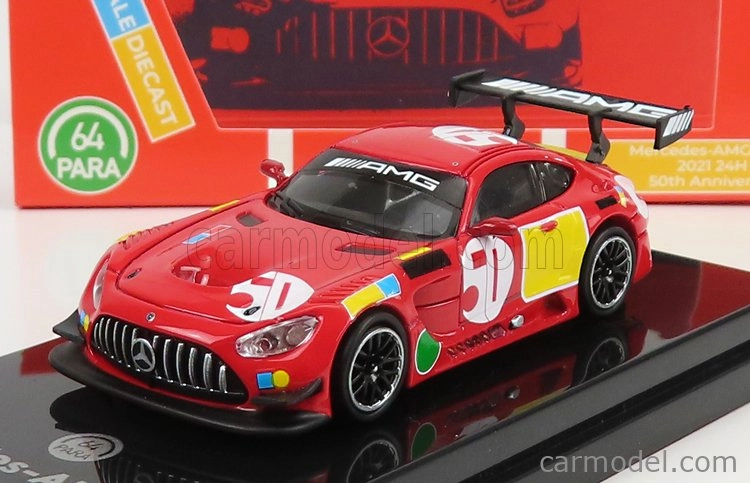 Paragon-models Mercedes Benz Amg Gt3 Evo N 50 - 50. výročie Red Pig Livery 2022 1:64 červená