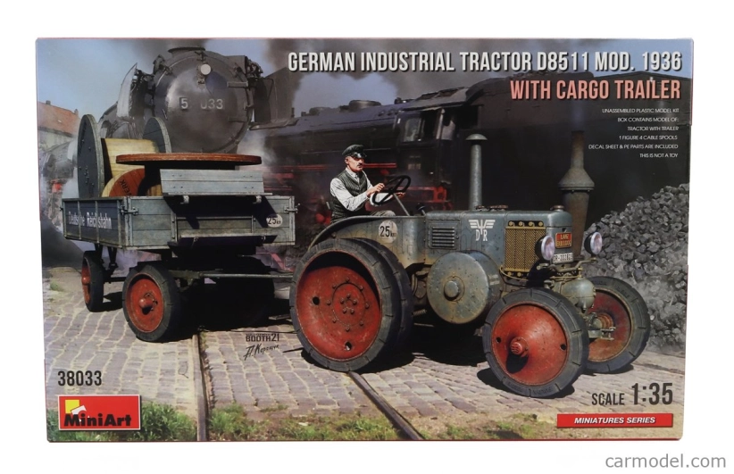 Miniart Lanz Bulldog D8511 Nemecký priemyselný traktor s nákladným prívesom 1936 1:35 /