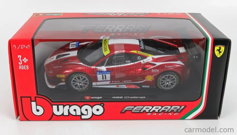 Bburago Ferrari 488 Challenge N 11 Racing 2017 1:24 Red Met