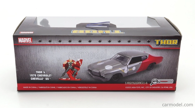 Jada Chevrolet Chevelle Ss 1970 s figúrkou Thora 1:32 sivo červená
