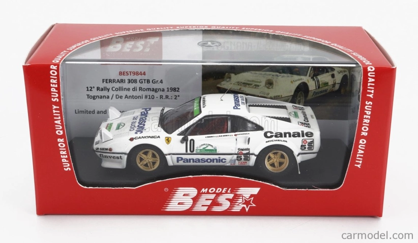 Najlepší model Ferrari 308 Gtb Gr.4 N 10 12th Rally Colline Di Romagna 1982 Tognana - De Antoni 1:43 Bielo-zelená