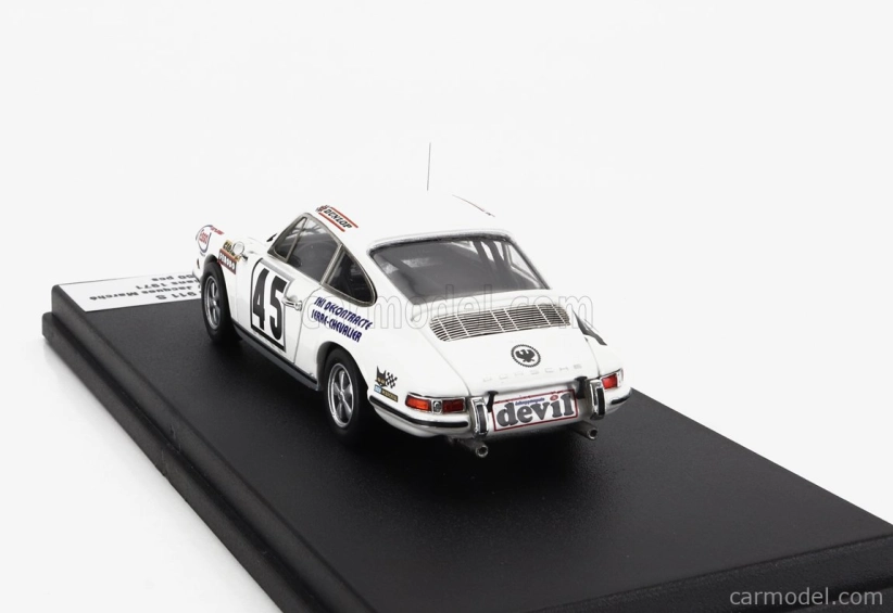 Trofeu Porsche 911s Coupe Team C.laurent N 45 24h Le Mans 1971 Claude Laurent - Jacques Marche 1:43 Bílá Červená