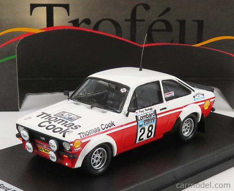 Trofeu Ford england Escort Mkii N 28 Rally Rac Lombard 1980 S.van Der Merwe - F.boshoff 1:43 Biela červená
