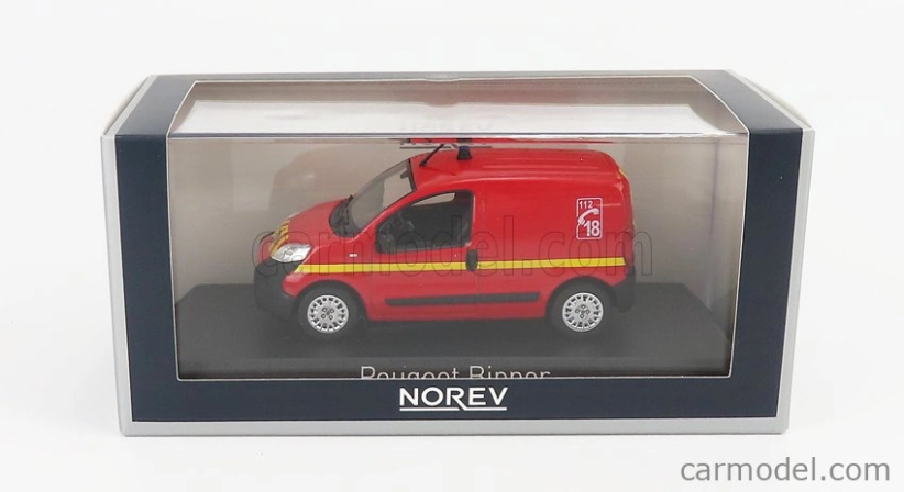 Norev Peugeot Bipper Van Fire Engine 2009 1:43 Červená Žlutá