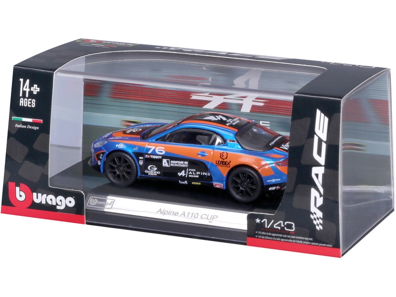 Bburago Renault A110 N 76 Cup 2020 1:43 Modrá Oranžová