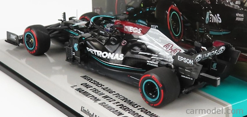 Minichamps Mercedes gp F1 W12 Mercedes M12 Eq Power+ Team Amg Petronas Motorsport Formula One N 44 Winner Bahrain Gp 2021 Lewis Hamilton 1:43 Black Green
