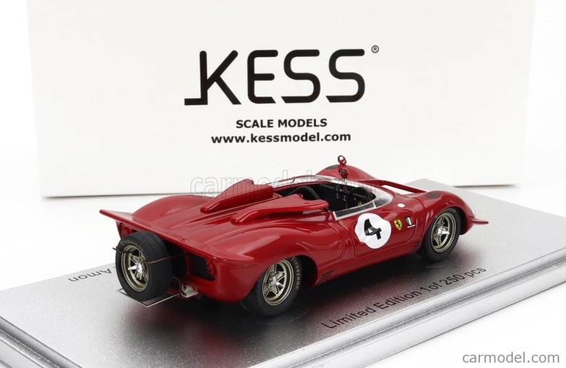 Kess-model Ferrari 350 P4 Spider Can-am S/n0858 N 4 Tasman Gp Longford 1968 C.amon 1:43 Red