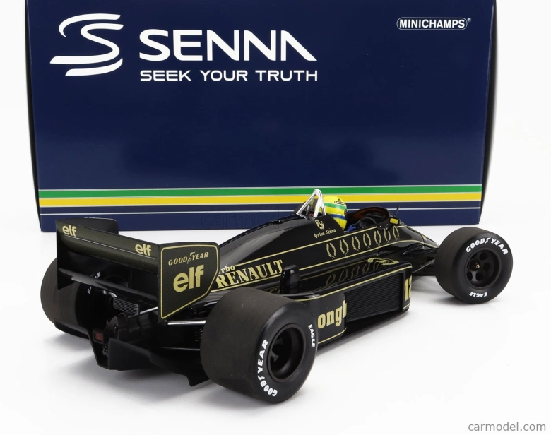 Minichamps Lotus F1 98t Renault Turbo N 12 Sezóna Špinavá verzia 1986 Ayrton Senna 1:18 Čierne zlato