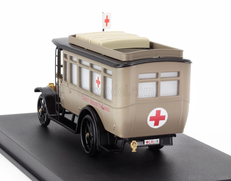 Rio-modely Fiat 15bl Truck Ambulanza C.r.i. Croce Rossa Italiana 1911 1:43 Vojenská béžová