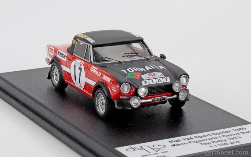 Trofeu Fiat 124 Sport Spider 1600 N 17 Rally Tap 1973 Mario Figueiredo - Carlos Barata 1:43 Černá Červená